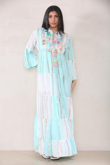 Wholesaler SK MODE - Long dress, tourniquet, flower print, long floral pants, etc. ((SK2010))