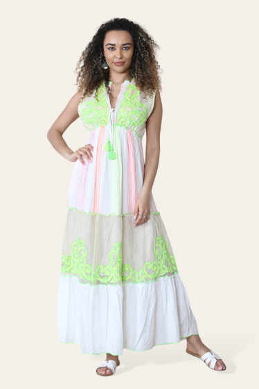 Wholesaler SK MODE - Long sleeveless dress, drawstring reference 21119SK