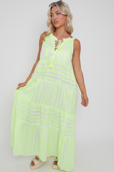Wholesaler SK MODE - Long Urban Boho sleeveless dress with neon arrow pattern, ref (25046SK)