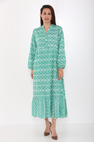 Wholesaler SK MODE - Dress in a Séquence design, with long buttoned sleeves. SK6033