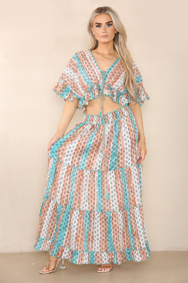 Mayorista SK MODE - vestidos de dos piezas con estampados etnicos tradicionales para mujer Ref-SKAN-1539