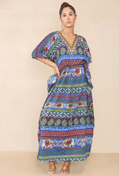 Wholesaler SK MODE - Women's long floral-patterned dresses and kaftans 100% Viscose, Reference SK105L