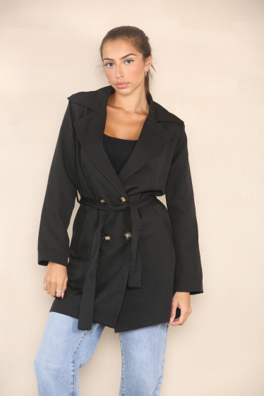 Wholesaler SK MODE - Classic and chic jacket with buttons and simple belt, ref. 6111sk