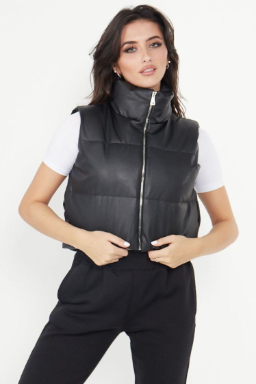Wholesaler SK MODE - PU Down Puffer Cropped jacket 1030 urban short sleeveless Jacket