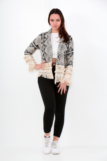 Wholesaler SK MODE - Women's Box print jacket elegant mid-length bolero with pieces AM32