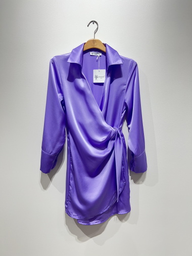 Großhändler SOGGO - Kurzes Hemdblusenkleid mit Schleife