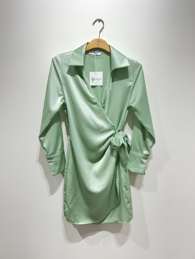Großhändler SOGGO - Kurzes Hemdblusenkleid mit Schleife