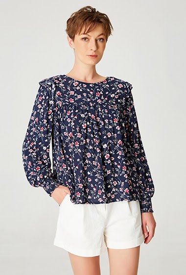Wholesaler Smart and Joy - Long-sleeved blouse with floral print
