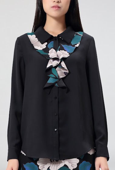 Wholesaler Smart and Joy - Jabot Collar Floral Print Shirt