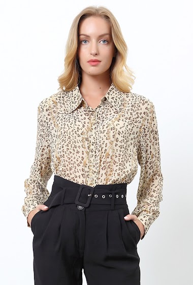Großhändler Smart and Joy - Straight shirt with marble effect print