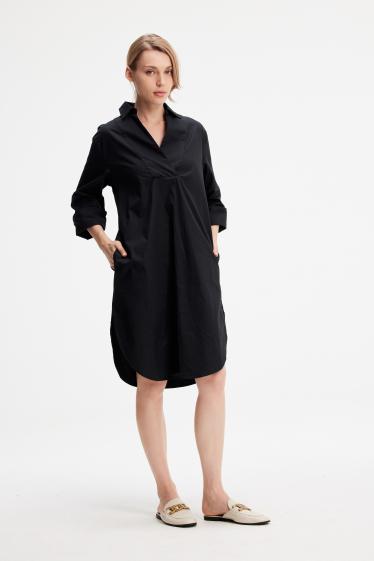 Wholesaler Smart and Joy - Sleek minimalist long cotton shirt Dress