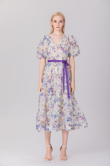 Wholesaler Smart and Joy - Flower print fit-and-flare tea dress