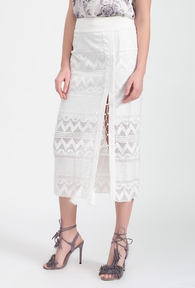 Großhändler Smart and Joy - Geometric Lace Calf-Length Skirt