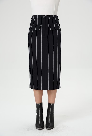 Wholesaler Smart and Joy - Pinstriped straight skirt