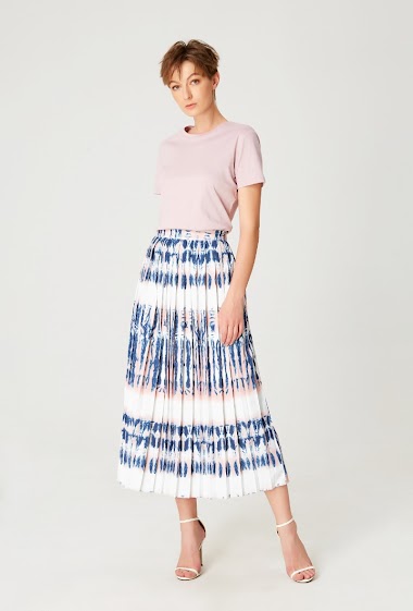 Wholesaler Smart and Joy - Placement print pleated long skirt