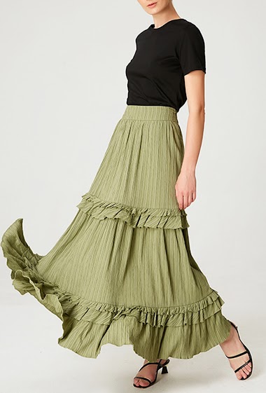 Wholesaler Smart and Joy - Long pleated skirt with ruffles