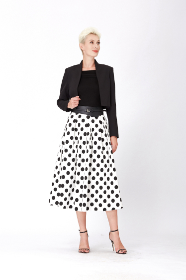 Wholesaler Smart and Joy - BLACK polka dot skirt