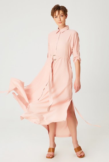 Grossiste Smart and Joy - Longue robe chemise minimaliste