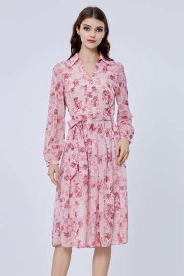 Wholesaler Smart and Joy - Floral Fit and Flare Dress