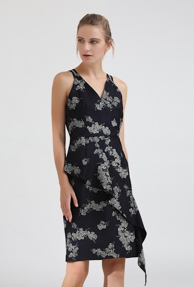 Wholesaler Smart and Joy - Tailored V-Neck Denim Dress