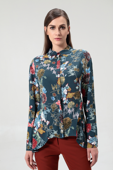 Wholesaler Smart and Joy - Tie-neck floral print shirt dress