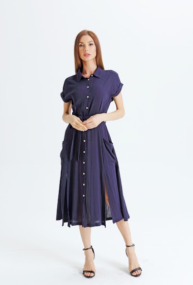 Wholesaler Smart and Joy - Rayon Shirt Dress Kathryn