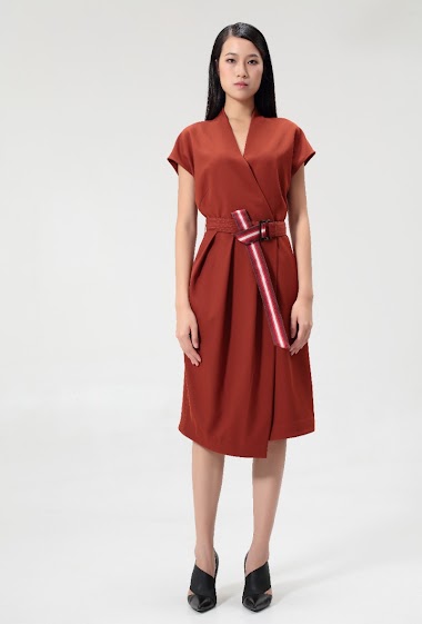 Wholesaler Smart and Joy - Wrap-effect V-neck dress