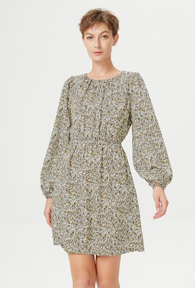 Großhändler Smart and Joy - Short dress with elasticated waist and floral print