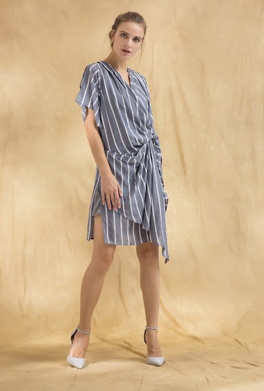 Wholesaler Smart and Joy - Short draped striped dress