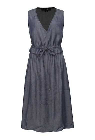 Wholesaler Smart and Joy - Viscose dress with V-neck and adjustable gathered waist BRAMBLE