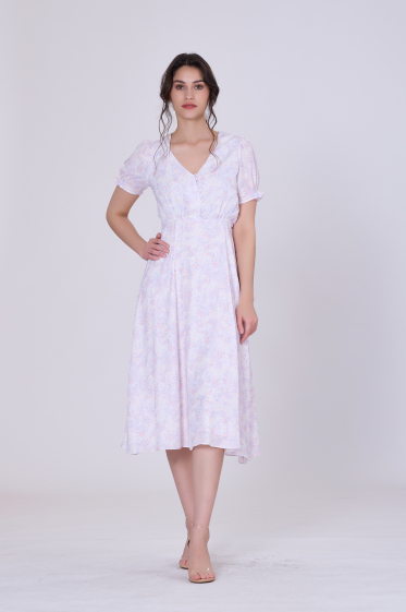 Wholesaler Smart and Joy - Flared empire dress with liberty print