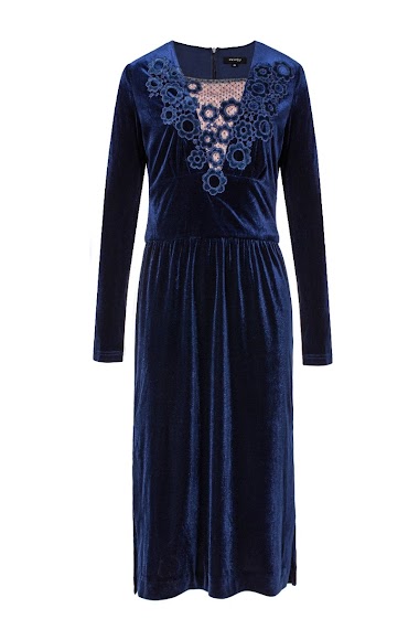 Wholesaler Smart and Joy - Velvet dress with lace neckline