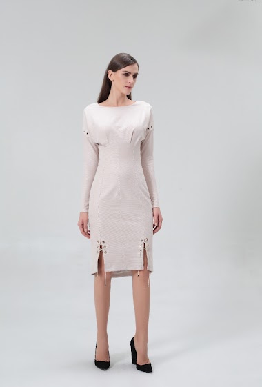 Großhändler Smart and Joy - Sheath dress with lacing at the hem