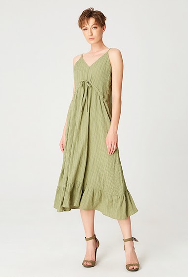 Wholesaler Smart and Joy - A-line midi dress with thin straps and gathered tie