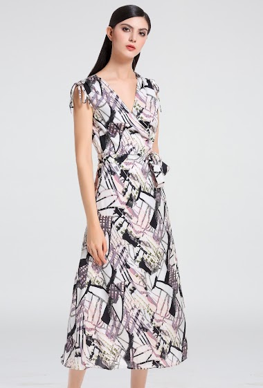 Wholesaler Smart and Joy - Flowing geometric print wrap dress