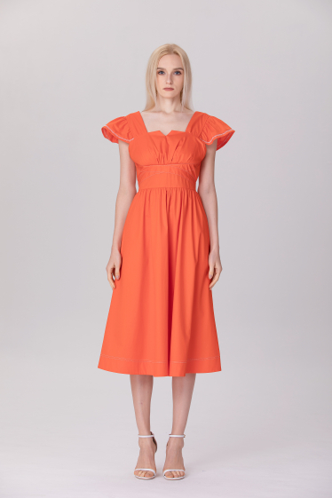 Wholesaler Smart and Joy - Orange Spring Wrap Dress