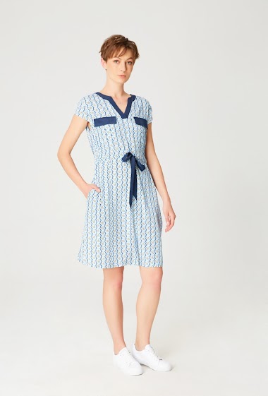 Wholesaler Smart and Joy - Bi-material printed tunic dress
