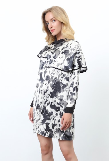Wholesaler Smart and Joy - Spotted Print Cape Tunic Dress