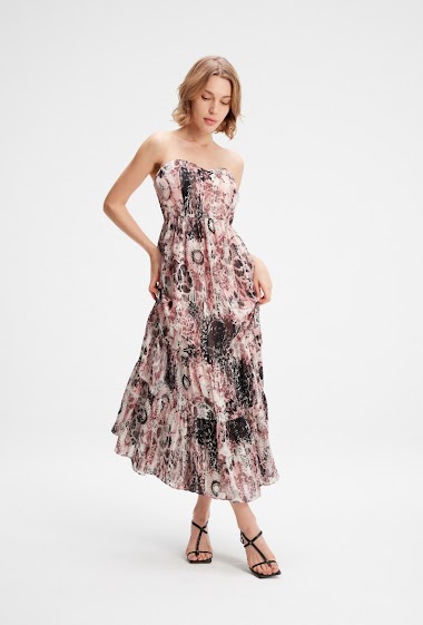 Großhändler Smart and Joy - Long bustier dress with print