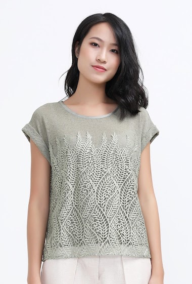 Wholesaler Smart and Joy - DAFFODIL lace and tulle T-shirt