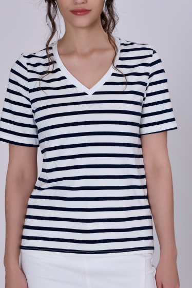 Wholesaler Smart and Joy - V-neck sailor T-shirt