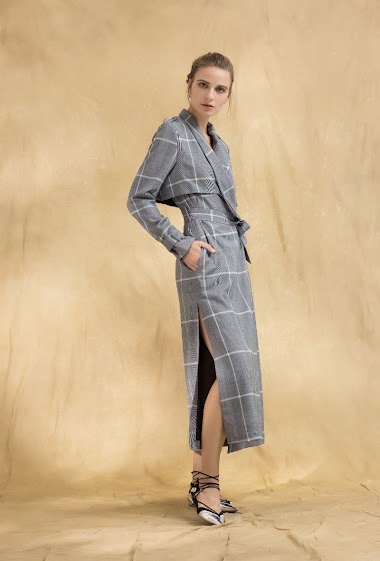 Großhändler Smart and Joy - Long tartan trench coat