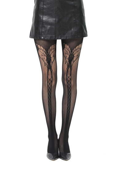 Wholesaler Snow Rose - Fishnet tights with linear pattern at the back