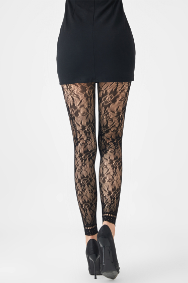 Wholesaler Snow Rose - Footless fishnet tights with floral pattern
