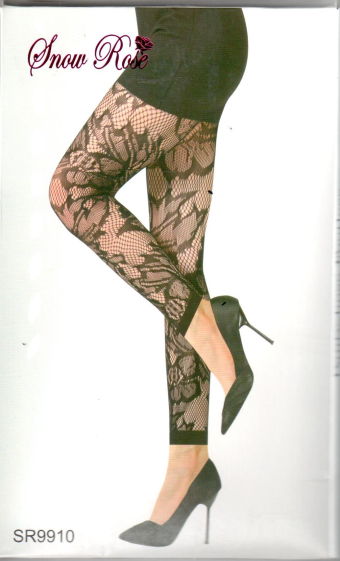 Wholesaler Snow Rose - Footless fishnet tights with large flower pattern