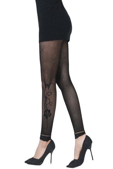 Wholesaler Snow Rose - Footless fishnet tights with butterfly and pink pattern