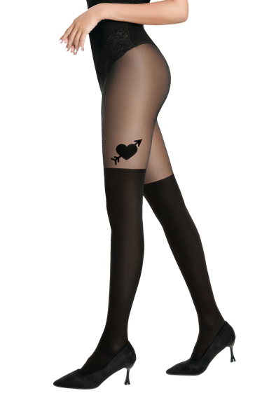 Wholesaler Snow Rose - Low effect veil tights with arrowed heart