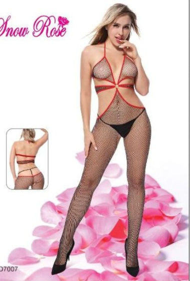 Wholesaler Snow Rose - Sexy open fishnet jumpsuit with choker