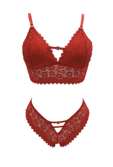 Wholesaler Snow Rose - Floral Lace Bralette and Tanga Panty Set