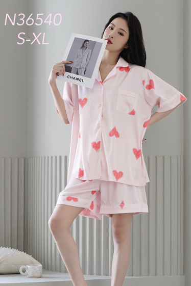 Mayorista Snow Rose - Conjunto de pijama camisola y shorts de corazones